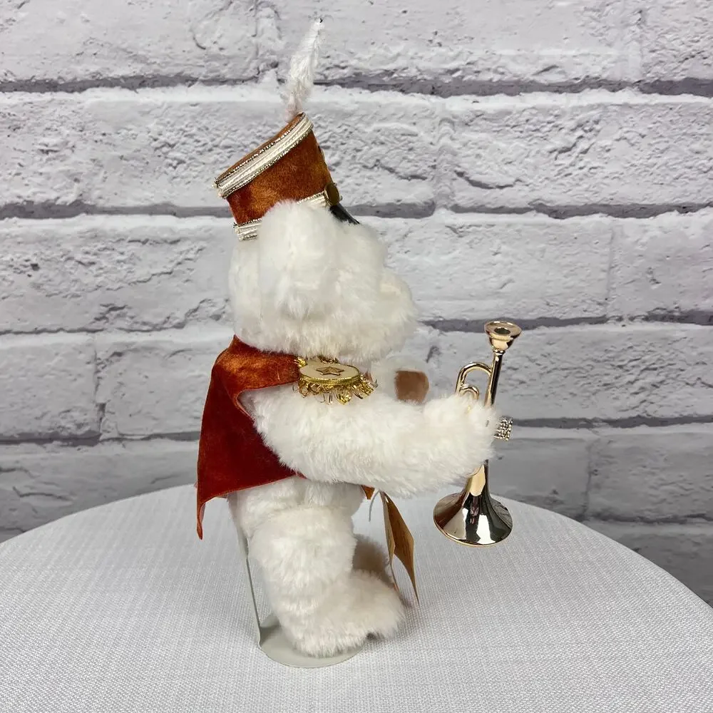 Bearcraft Joyce Ann Haughey White Bear‎ USA Band Horn Trumpet Jointed Plush 13